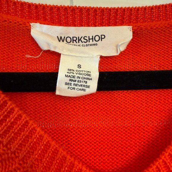 Womens Orange Cap Sleeve V-Neck Oversized Sweater (Size: S) - Picture 2 of 3